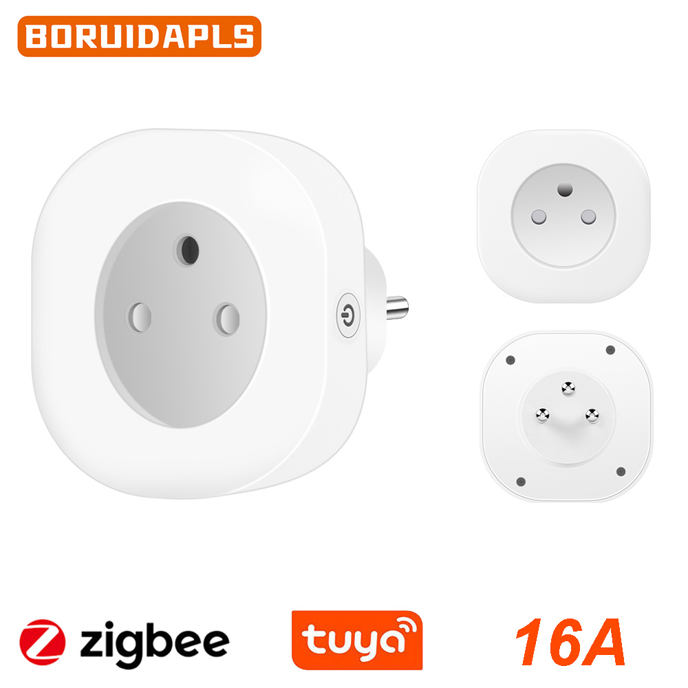Smart Home Living Room - BORUIDAPLS Inteligentne gniazdko Tuya Zigbee EU/FR/Israel/Brazylia/Szwajcaria